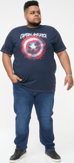 D555 ROGERS Official Captain America Printed T-Shirt Dark Navy - Pólók - Nagyméretű pólók - 2XL-14XL