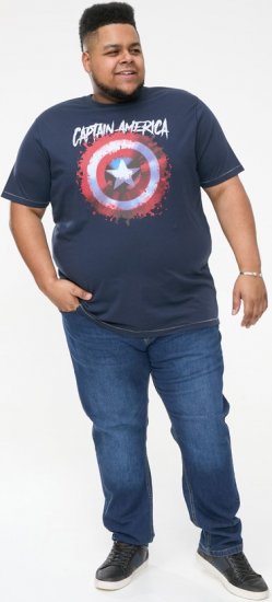 D555 ROGERS Official Captain America Printed T-Shirt Dark Navy - Pólók - Nagyméretű pólók - 2XL-14XL