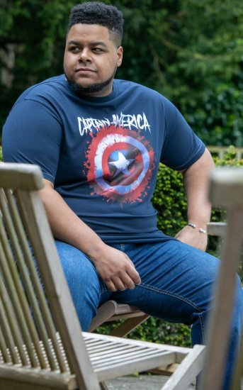 D555 ROGERS Official Captain America Printed T-Shirt Dark Navy - Pólók - Nagyméretű pólók - 2XL-14XL