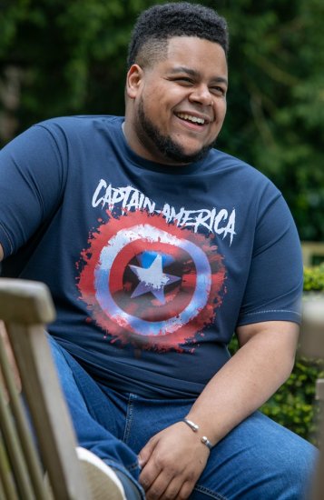 D555 ROGERS Official Captain America Printed T-Shirt Dark Navy - Pólók - Nagyméretű pólók - 2XL-14XL