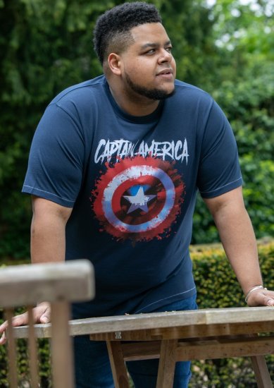 D555 ROGERS Official Captain America Printed T-Shirt Dark Navy - Pólók - Nagyméretű pólók - 2XL-14XL