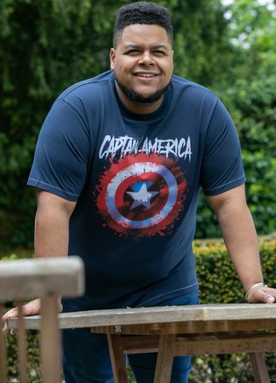 D555 ROGERS Official Captain America Printed T-Shirt Dark Navy - Pólók - Nagyméretű pólók - 2XL-14XL