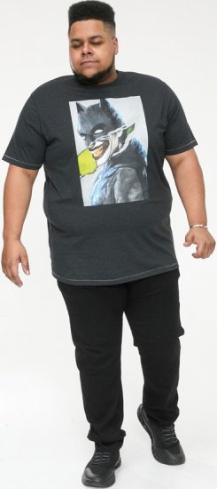 D555 MARTIN Official Batman Printed T-Shirt Washed Black - Pólók - Nagyméretű pólók - 2XL-14XL