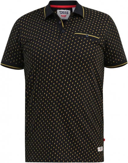 D555 RAUL AOP Jersey Polo With Jacquard Collar, Ribs And Chest Pocket Black - Pólóingek - Galléros Pólók 2XL-8XL - Pólóingek 2XL-8XL