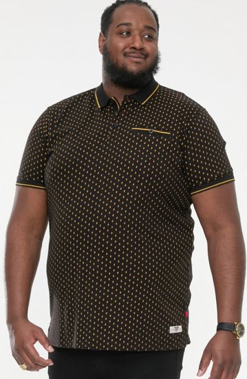 D555 RAUL AOP Jersey Polo With Jacquard Collar, Ribs And Chest Pocket Black - Pólóingek - Galléros Pólók 2XL-8XL - Pólóingek 2XL-8XL
