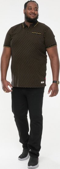 D555 RAUL AOP Jersey Polo With Jacquard Collar, Ribs And Chest Pocket Black - Pólóingek - Galléros Pólók 2XL-8XL - Pólóingek 2XL-8XL
