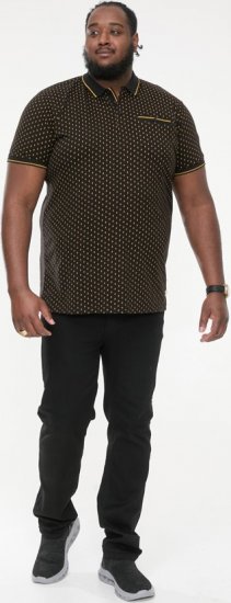 D555 RAUL AOP Jersey Polo With Jacquard Collar, Ribs And Chest Pocket Black - Pólóingek - Galléros Pólók 2XL-8XL - Pólóingek 2XL-8XL