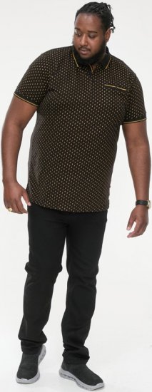 D555 RAUL AOP Jersey Polo With Jacquard Collar, Ribs And Chest Pocket Black - Pólóingek - Galléros Pólók 2XL-8XL - Pólóingek 2XL-8XL