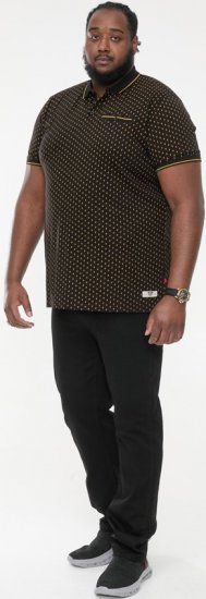 D555 RAUL AOP Jersey Polo With Jacquard Collar, Ribs And Chest Pocket Black - Pólóingek - Galléros Pólók 2XL-8XL - Pólóingek 2XL-8XL