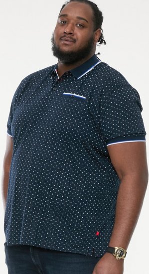 D555 OAKLEY AOP Jersey Polo With Jacquard Collar, Ribs And Chest Pocket Navy - Pólóingek - Galléros Pólók 2XL-8XL - Pólóingek 2XL-8XL