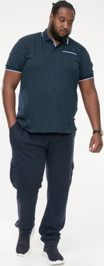 D555 OAKLEY AOP Jersey Polo With Jacquard Collar, Ribs And Chest Pocket Navy - Pólóingek - Galléros Pólók 2XL-8XL - Pólóingek 2XL-8XL