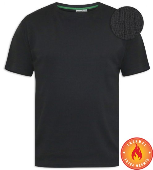 D555 Motherwell Thermal Short Sleeve T-Shirt Black - Alsónemű & strandruhák - Nagyméretű Alsónemű 2XL-8XL