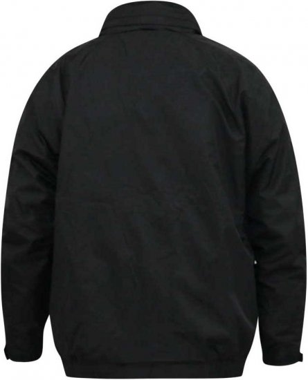 D555 Rudy Showerproof Fleece Lined Jacket With Packaway Hood - Black - Kabátok - Nagyméretű Kabátok - 2XL-8XL