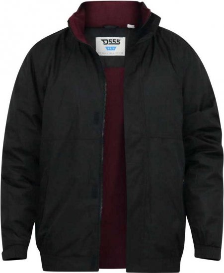 D555 Rudy Showerproof Fleece Lined Jacket With Packaway Hood - Black - Kabátok - Nagyméretű Kabátok - 2XL-8XL