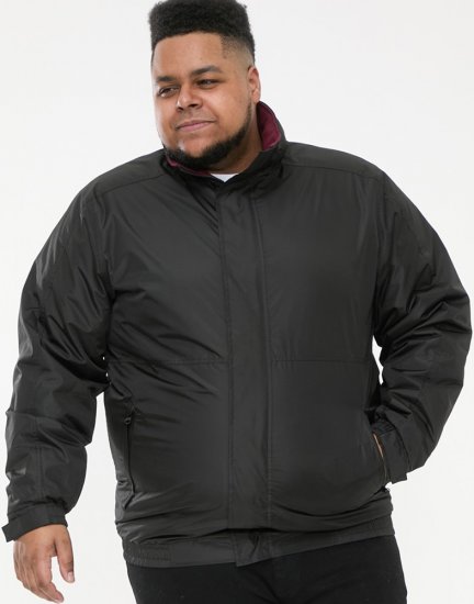 D555 Rudy Showerproof Fleece Lined Jacket With Packaway Hood - Black - Kabátok - Nagyméretű Kabátok - 2XL-8XL