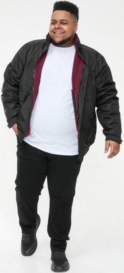 D555 Rudy Showerproof Fleece Lined Jacket With Packaway Hood - Black - Kabátok - Nagyméretű Kabátok - 2XL-8XL