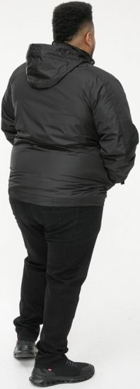 D555 Rudy Showerproof Fleece Lined Jacket With Packaway Hood - Black - Kabátok - Nagyméretű Kabátok - 2XL-8XL