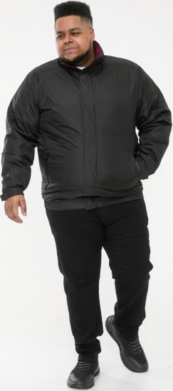 D555 Rudy Showerproof Fleece Lined Jacket With Packaway Hood - Black - Kabátok - Nagyméretű Kabátok - 2XL-8XL
