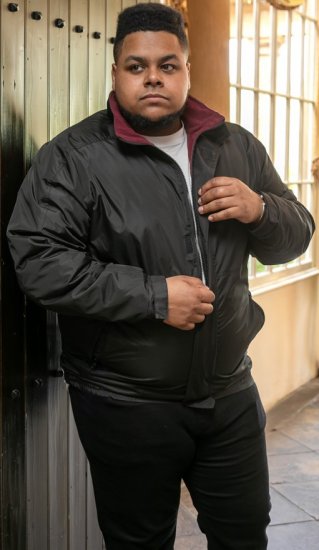 D555 Rudy Showerproof Fleece Lined Jacket With Packaway Hood - Black - Kabátok - Nagyméretű Kabátok - 2XL-8XL