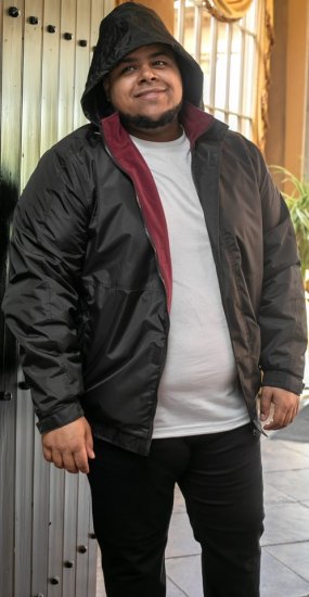 D555 Rudy Showerproof Fleece Lined Jacket With Packaway Hood - Black - Kabátok - Nagyméretű Kabátok - 2XL-8XL