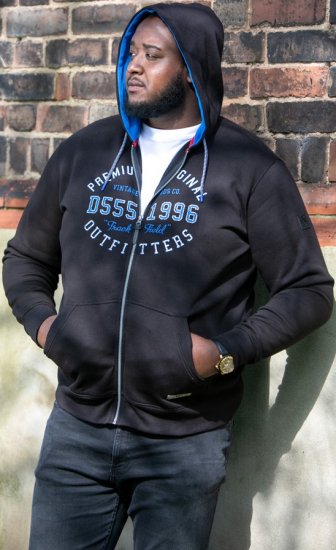 D555 LINGARD Full Zip Hoody With Original Chest Print Black - Pulóverek & kapucnis pulóverek - Pulóverek & Kapucnis pulóver 2XL-12XL