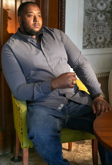 D555 MORGAN Micro AOP Long Sleeve Shirt With Concealed Button Down Collar Navy - Ingek - Ingek 2XL-10XL