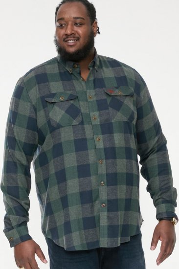 D555 GARFIELD Check Overshirt With Two Patch Pockets & Button Down Collar Navy - Ingek - Ingek 2XL-10XL