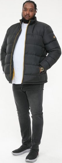D555 CRISTIANO Puffer Jacket With Binding On Cuffs And Embroidery Badge On Sleeve Black - Kabátok - Nagyméretű Kabátok - 2XL-8XL