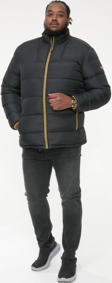 D555 CRISTIANO Puffer Jacket With Binding On Cuffs And Embroidery Badge On Sleeve Black - Kabátok - Nagyméretű Kabátok - 2XL-8XL