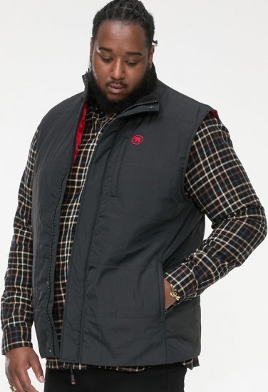 D555 FELIPE Zip Through Padded Gilet With Contrast Colour Lining And Rubber Badge Black - Kabátok - Nagyméretű Kabátok - 2XL-8XL