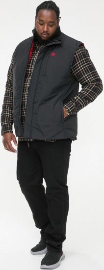 D555 FELIPE Zip Through Padded Gilet With Contrast Colour Lining And Rubber Badge Black - Kabátok - Nagyméretű Kabátok - 2XL-8XL