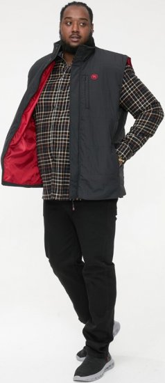 D555 FELIPE Zip Through Padded Gilet With Contrast Colour Lining And Rubber Badge Black - Kabátok - Nagyméretű Kabátok - 2XL-8XL