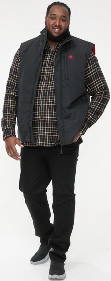 D555 FELIPE Zip Through Padded Gilet With Contrast Colour Lining And Rubber Badge Black - Kabátok - Nagyméretű Kabátok - 2XL-8XL