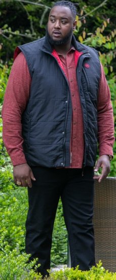 D555 FELIPE Zip Through Padded Gilet With Contrast Colour Lining And Rubber Badge Black - Kabátok - Nagyméretű Kabátok - 2XL-8XL