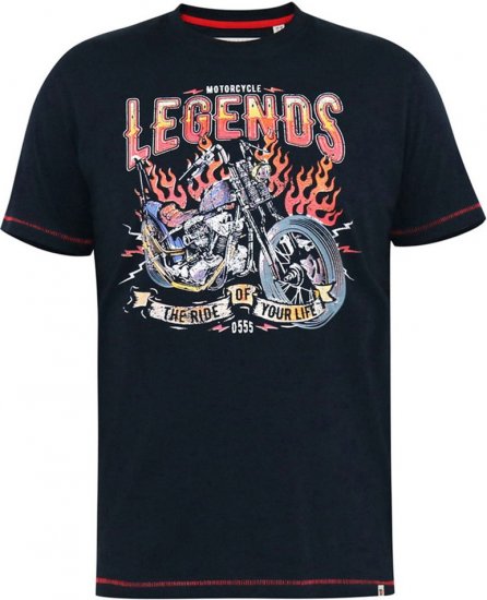 D555 JAGGER Legends Motor Bike Printed Crew Neck T-Shirt Navy - Pólók - Nagyméretű pólók - 2XL-14XL