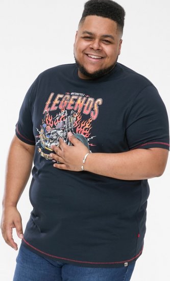 D555 JAGGER Legends Motor Bike Printed Crew Neck T-Shirt Navy - Pólók - Nagyméretű pólók - 2XL-14XL