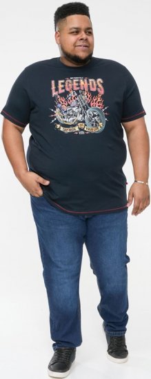 D555 JAGGER Legends Motor Bike Printed Crew Neck T-Shirt Navy - Pólók - Nagyméretű pólók - 2XL-14XL