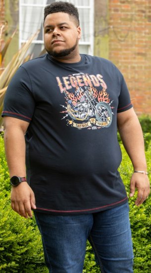 D555 JAGGER Legends Motor Bike Printed Crew Neck T-Shirt Navy - Pólók - Nagyméretű pólók - 2XL-14XL
