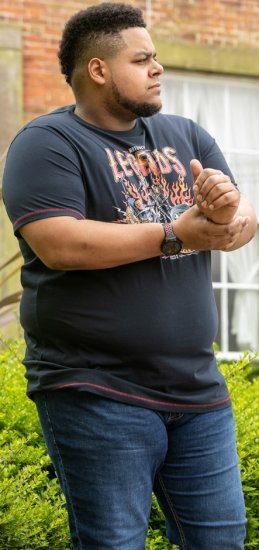 D555 JAGGER Legends Motor Bike Printed Crew Neck T-Shirt Navy - Pólók - Nagyméretű pólók - 2XL-14XL