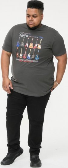 D555 JAIDEN Legends Guitar Printed Crew Neck T-Shirt Khaki - Pólók - Nagyméretű pólók - 2XL-14XL