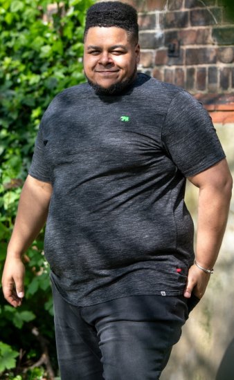 D555 ORSTON Reno Fabric Crew Neck T-Shirt With Chest Embroidery Black Reno - Pólók - Nagyméretű pólók - 2XL-14XL