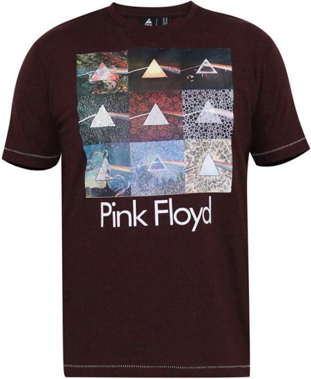 D555 DIVISION Official Pink Floyd Printed T-Shirt Burgundy - Pólók - Nagyméretű pólók - 2XL-14XL