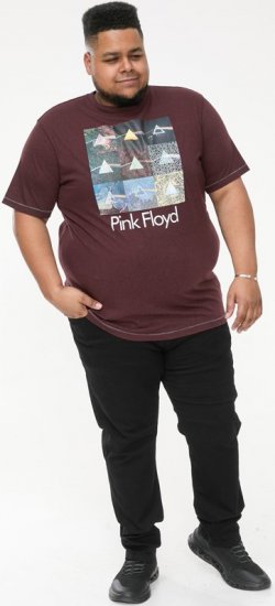 D555 DIVISION Official Pink Floyd Printed T-Shirt Burgundy - Pólók - Nagyméretű pólók - 2XL-14XL