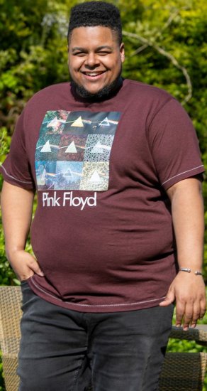 D555 DIVISION Official Pink Floyd Printed T-Shirt Burgundy - Pólók - Nagyméretű pólók - 2XL-14XL