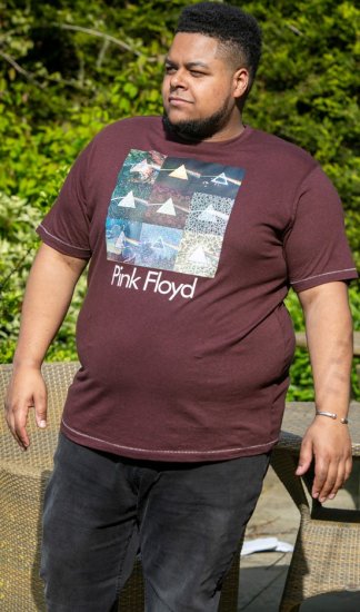 D555 DIVISION Official Pink Floyd Printed T-Shirt Burgundy - Pólók - Nagyméretű pólók - 2XL-14XL