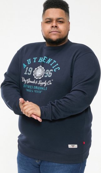 D555 KEYWORTH Authentic Printed Crew Neck Sweatshirt Navy - Pulóverek & kapucnis pulóverek - Pulóverek & Kapucnis pulóver 2XL-12XL