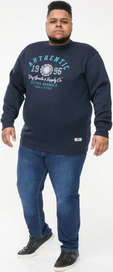 D555 KEYWORTH Authentic Printed Crew Neck Sweatshirt Navy - Pulóverek & kapucnis pulóverek - Pulóverek & Kapucnis pulóver 2XL-12XL