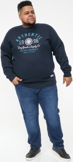 D555 KEYWORTH Authentic Printed Crew Neck Sweatshirt Navy - Pulóverek & kapucnis pulóverek - Pulóverek & Kapucnis pulóver 2XL-12XL