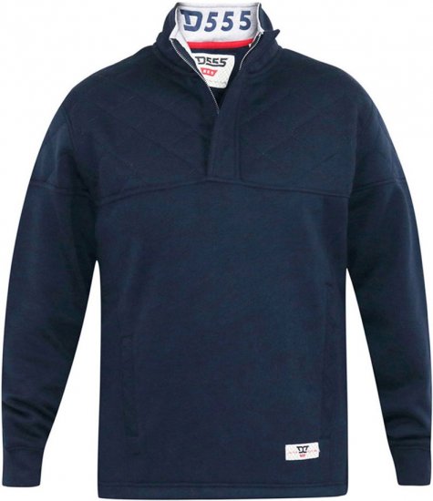 D555 SWANN Quarter Neck Sweatshirt With Quilted Top Panel Navy - Pulóverek & kapucnis pulóverek - Pulóverek & Kapucnis pulóver 2XL-12XL