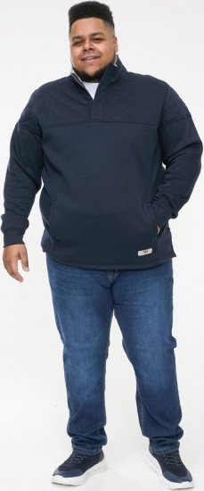 D555 SWANN Quarter Neck Sweatshirt With Quilted Top Panel Navy - Pulóverek & kapucnis pulóverek - Pulóverek & Kapucnis pulóver 2XL-12XL